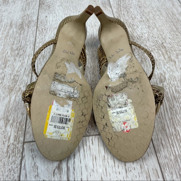 HALSTON HERITAGE 6 gold leather textured mules heels - Picture 4 of 5